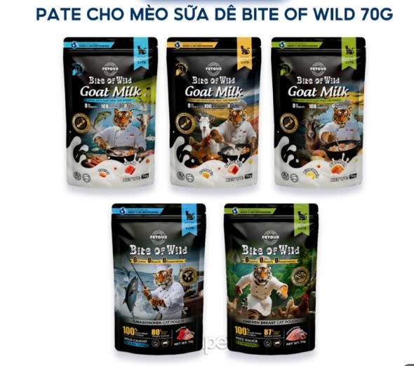 Pate Cao Cấp Bite of Wild 70G Giàu Đạm Và Sữa Dê Cho Mèo