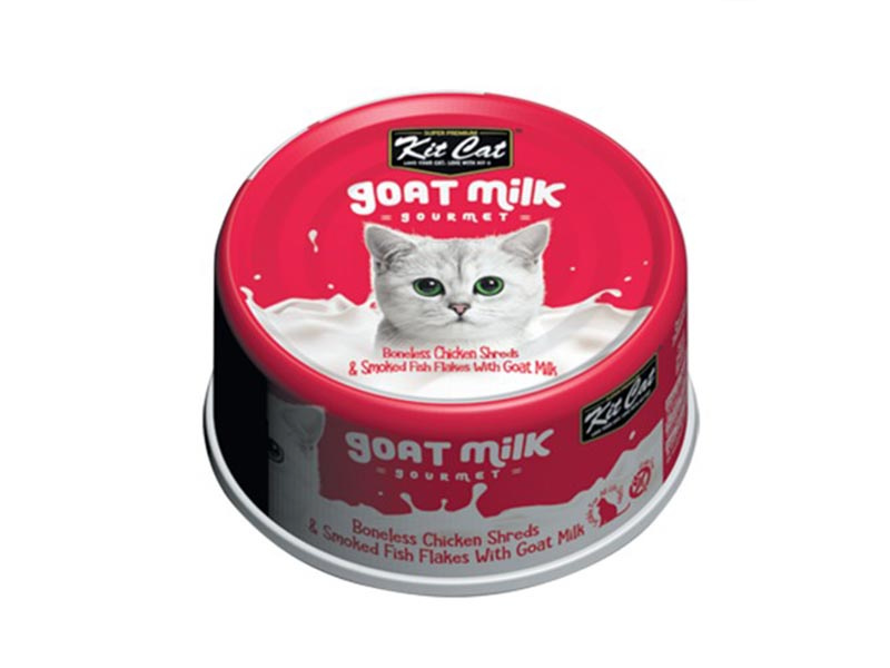 Kit Cat Goat Milk gourmet 70g Gà xé và Cá hun khói