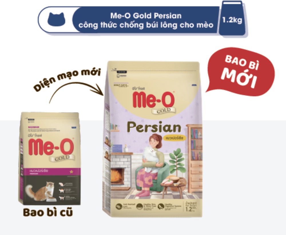 Hạt Me-o Gold Adult 1.2kg - chống búi lông, dưỡng da lông và hệ tiêu hoá