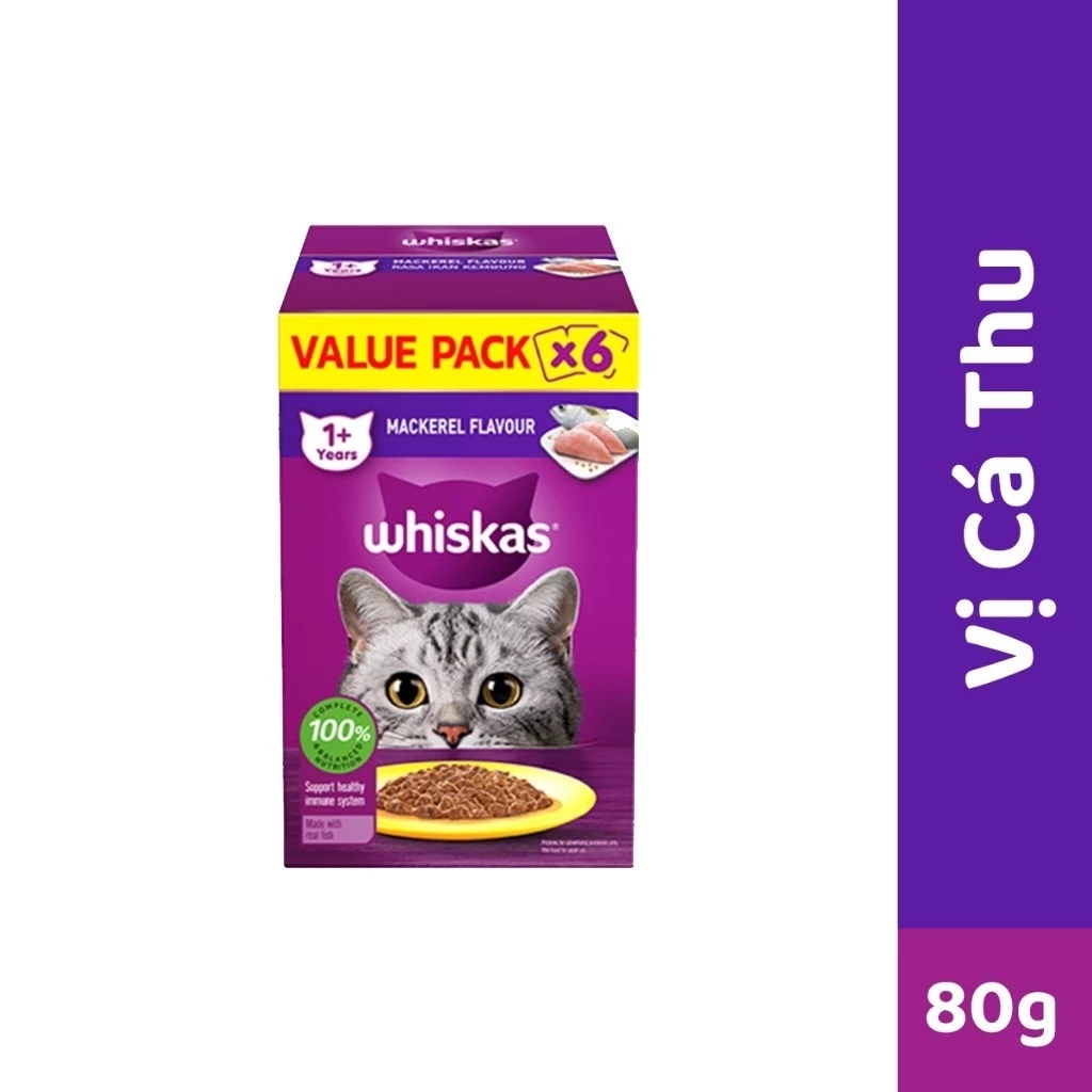 Pate mèo - Whiskas - hộp 6 gói (Tiết kiệm) - Nhiều vị