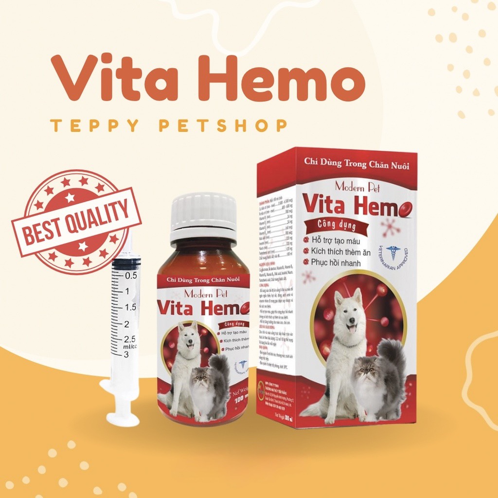 Vita Hemo giúp bổ máu, kích thích thèm ăn cho chó mèo 100ml