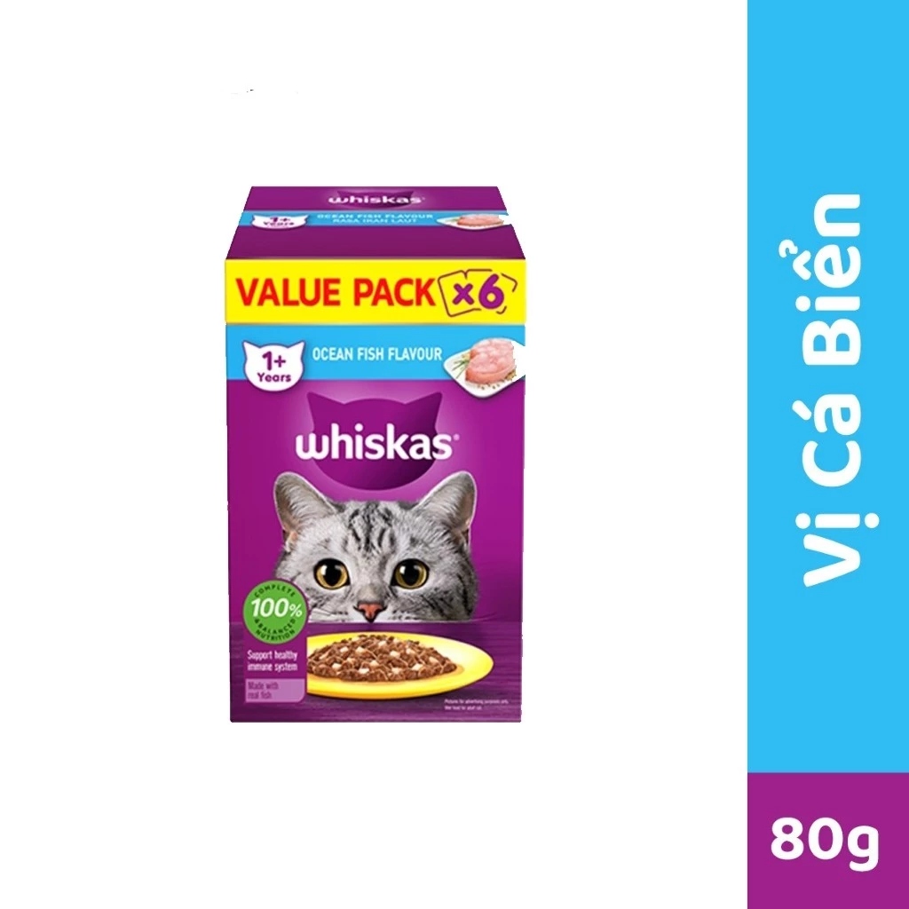 Pate mèo - Whiskas - hộp 6 gói (Tiết kiệm) - Nhiều vị