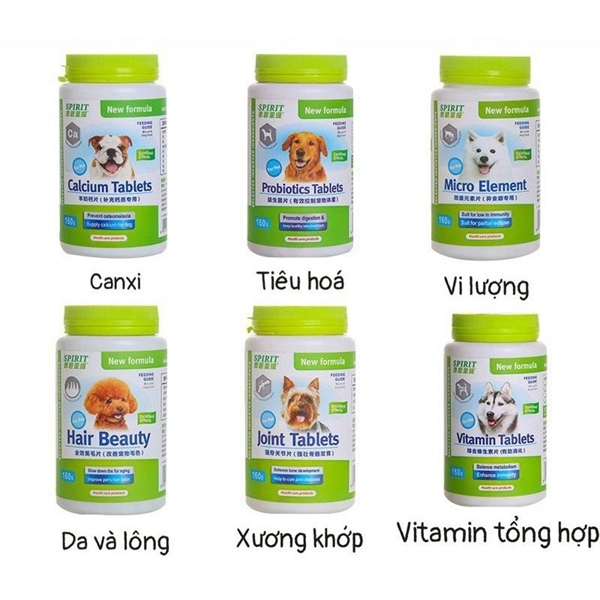 Vitamin Bổ Sung dinh dưỡng và Canxi Cho Chó Mèo Spirit