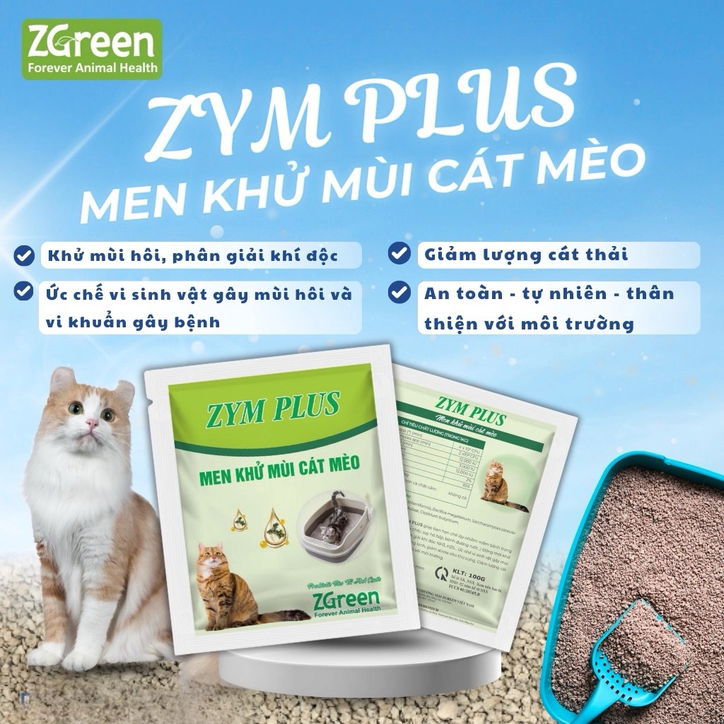 Men khử khuẩn cát mèo ZYME For Pet 100gram
