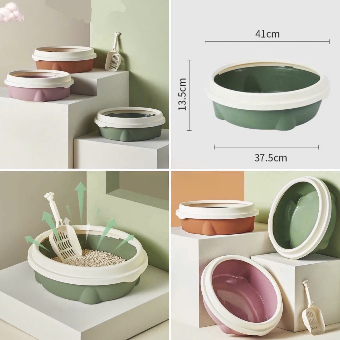 Khay vệ sinh tròn cho mèo 41*37*13.5cm