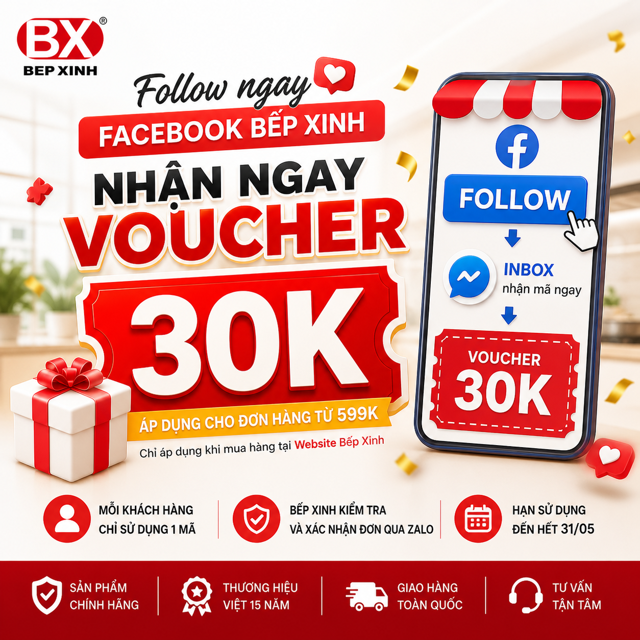 Follow Page - Nhận Voucher 30k