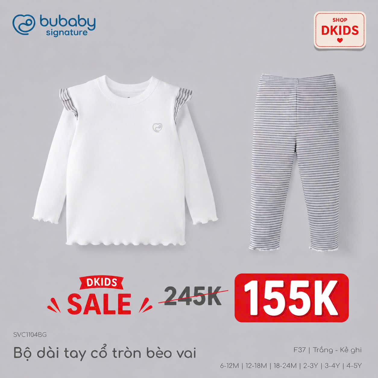 (6M-5Y) Bộ dài tay cổ tròn Thu êm Bubaby Cotton BCT110404 | Quần áo BU Chính hãng