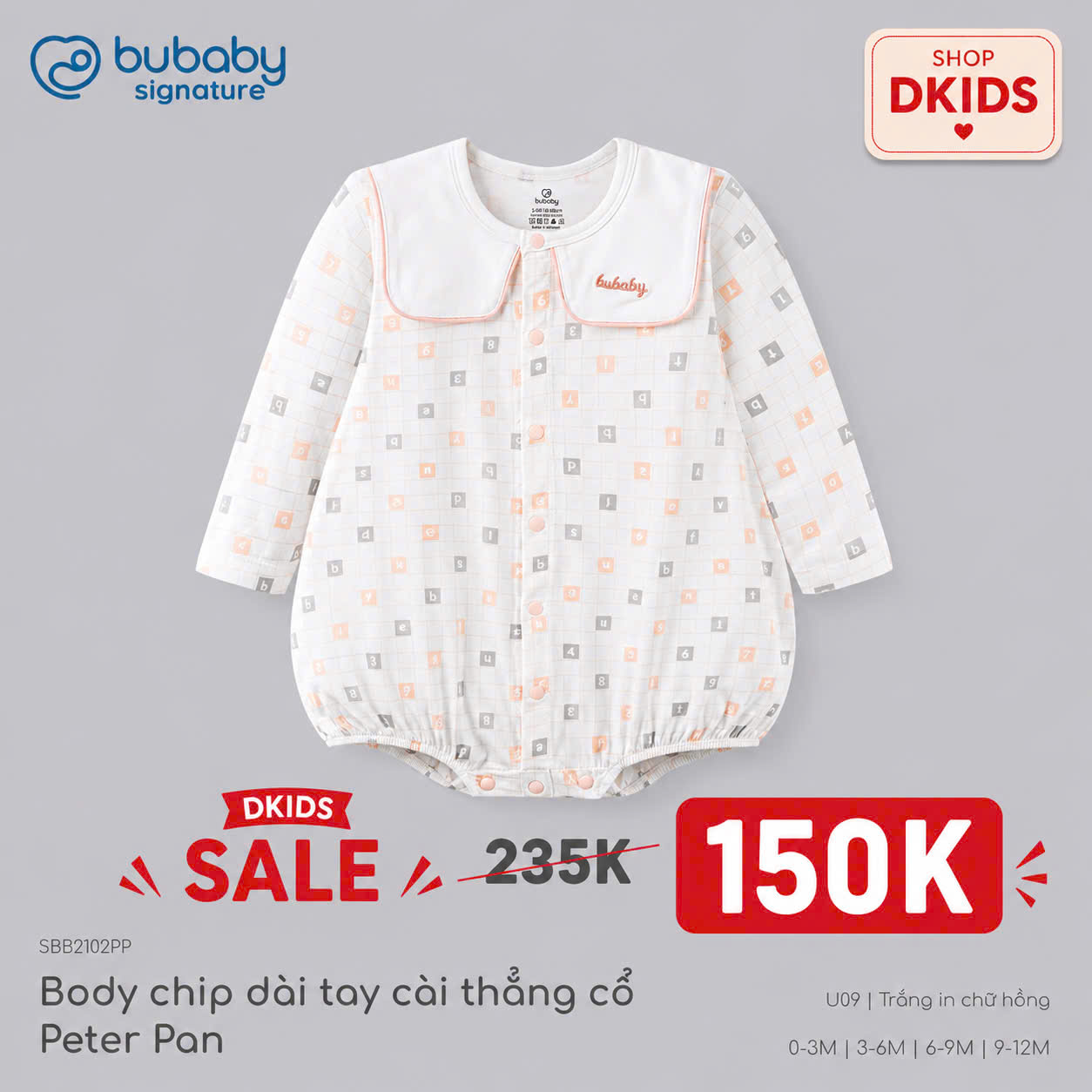 (NB-12M-Nhiều mẫu) Body chip dài tay - Bubaby