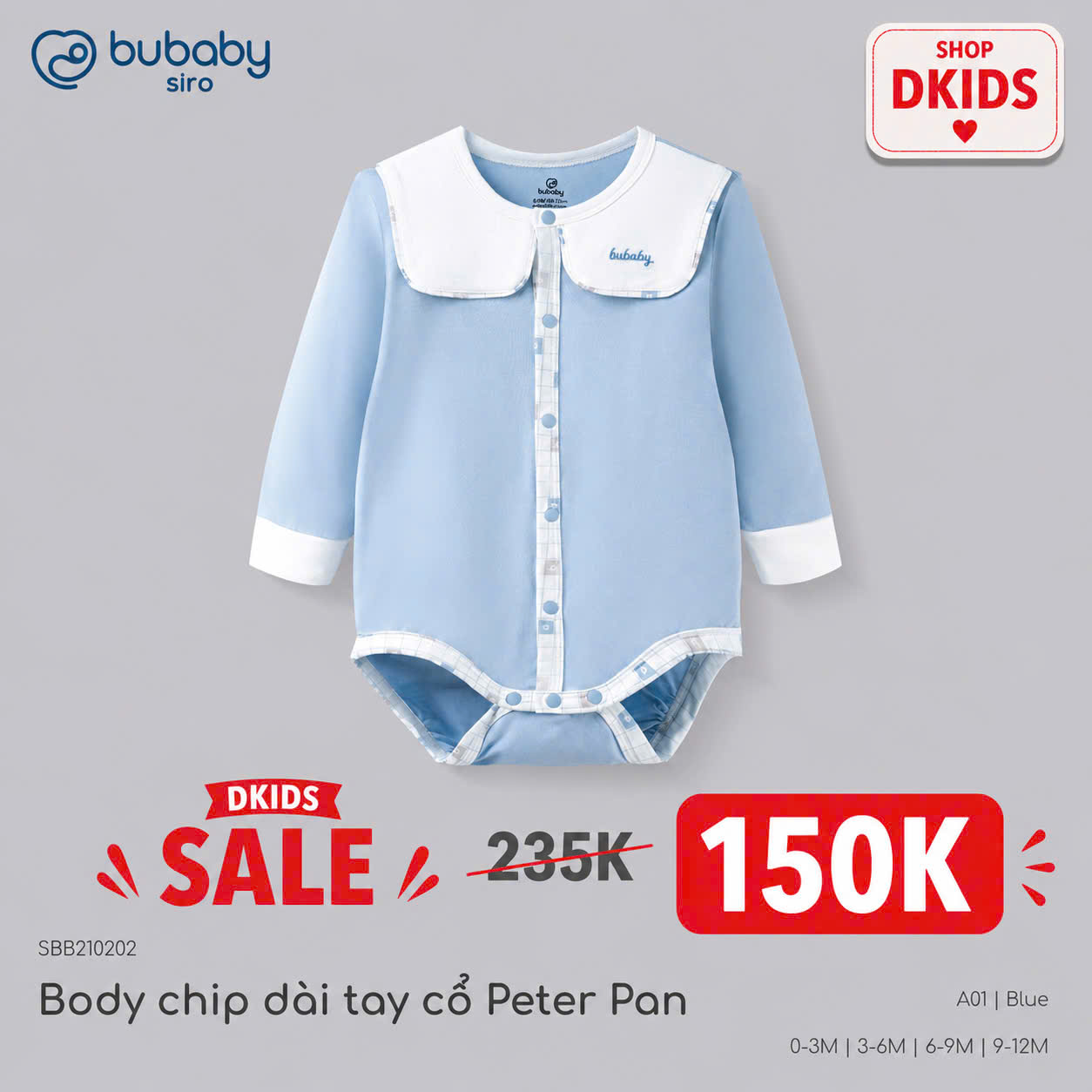(NB-12M-Nhiều mẫu) Body chip dài tay - Bubaby