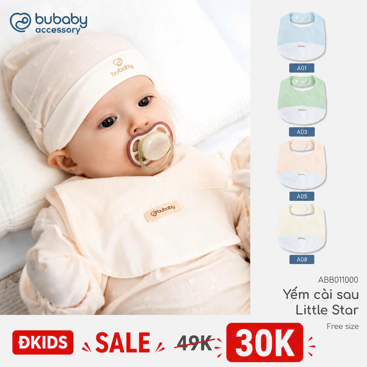 (Freesize) Yếm cài sau cho bé  - Bubaby