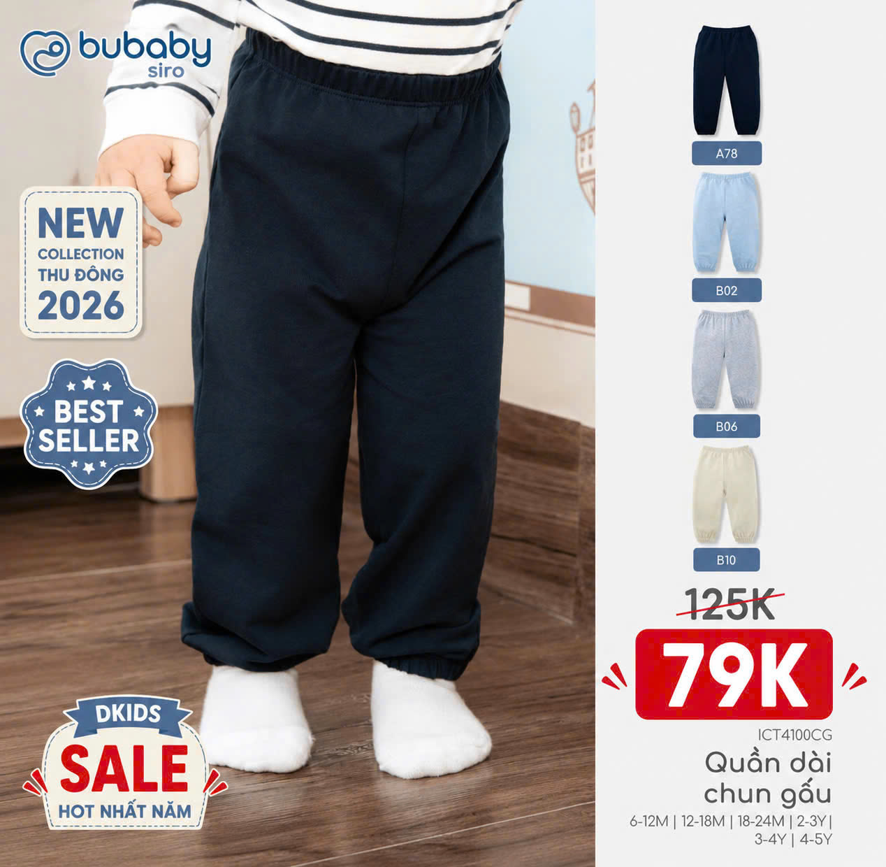 (6M-5Y-Nhiều mẫu) Quần dài Bé trai bé gái - Bubaby