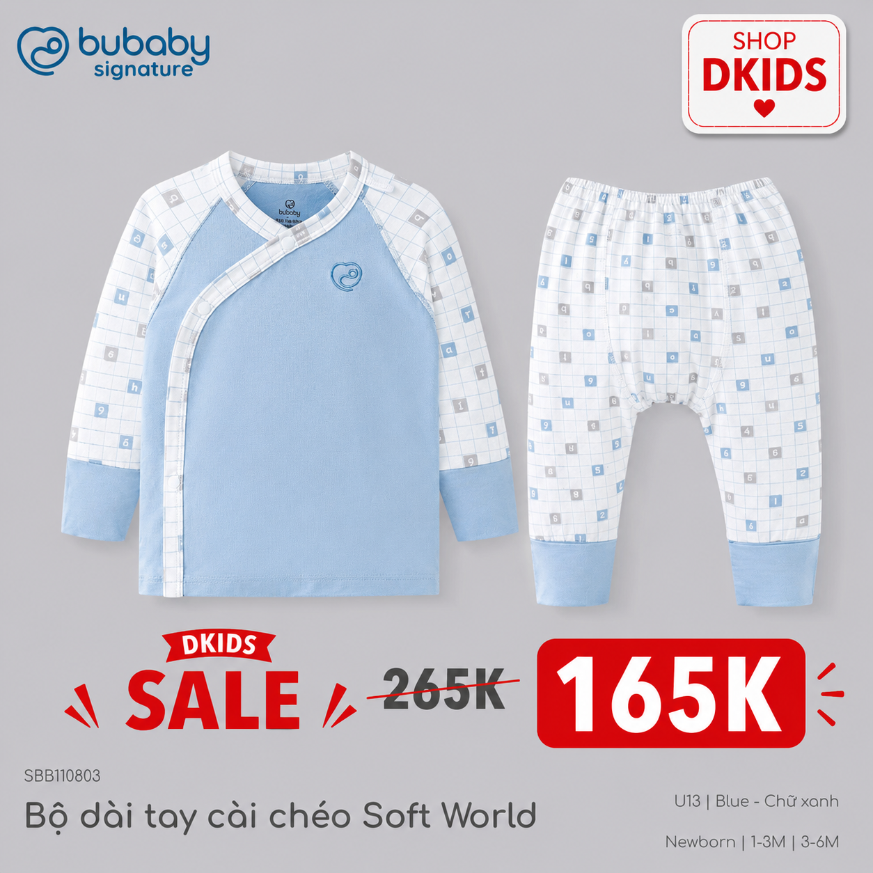 (NB - 12M) Bộ quần áo sơ sinh Vải Bambus Mềm mát cho bé yêu BUBABY SALE 2026