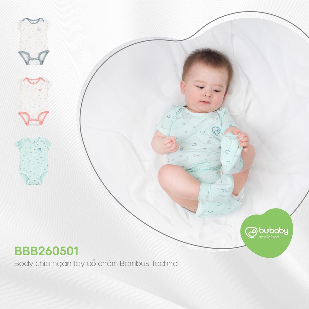 (0M-6M) Body chip ngắn tay cổ chồm Bu Baby - Bambus BBB260501