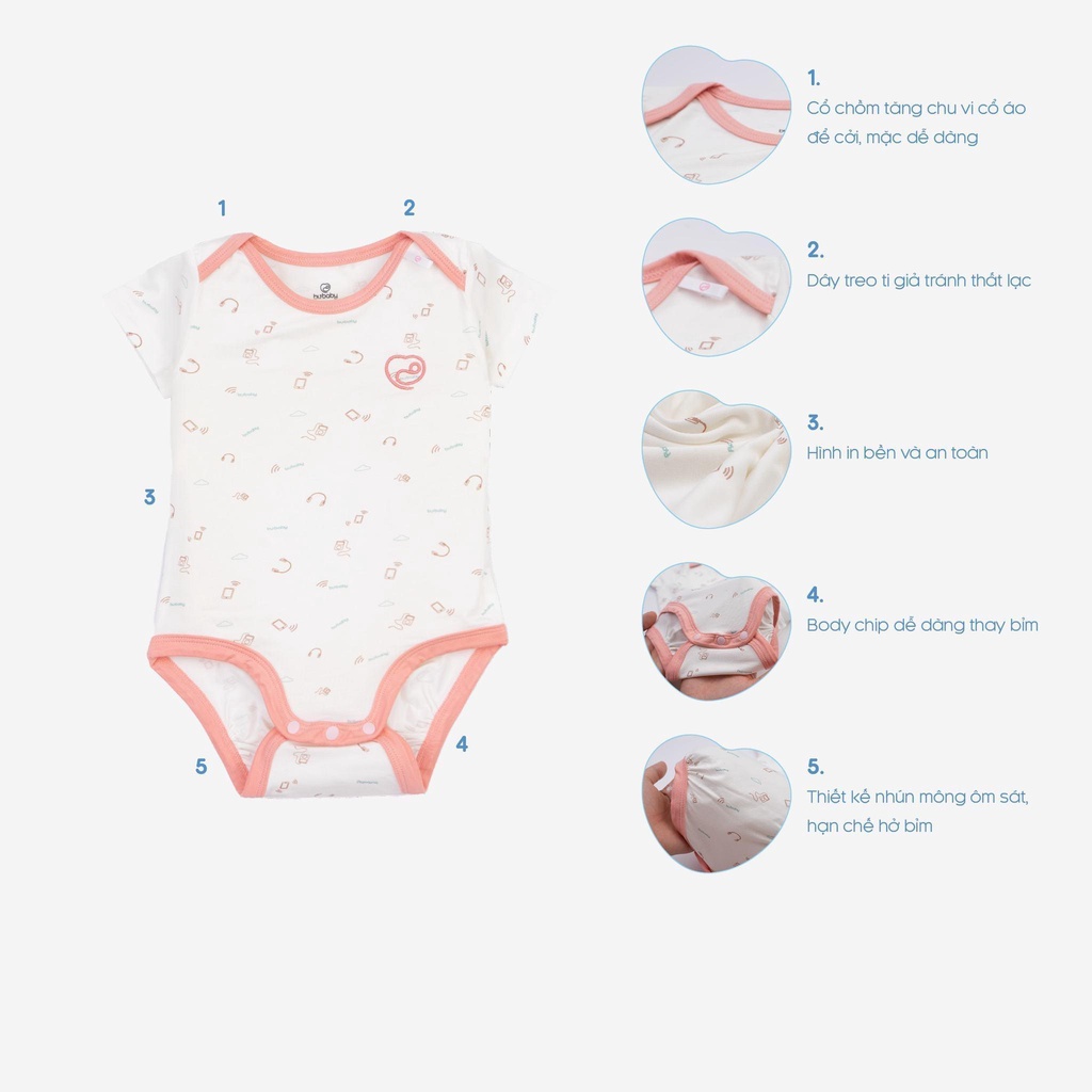 (0M-6M) Body chip ngắn tay cổ chồm Bu Baby - Bambus BBB260501