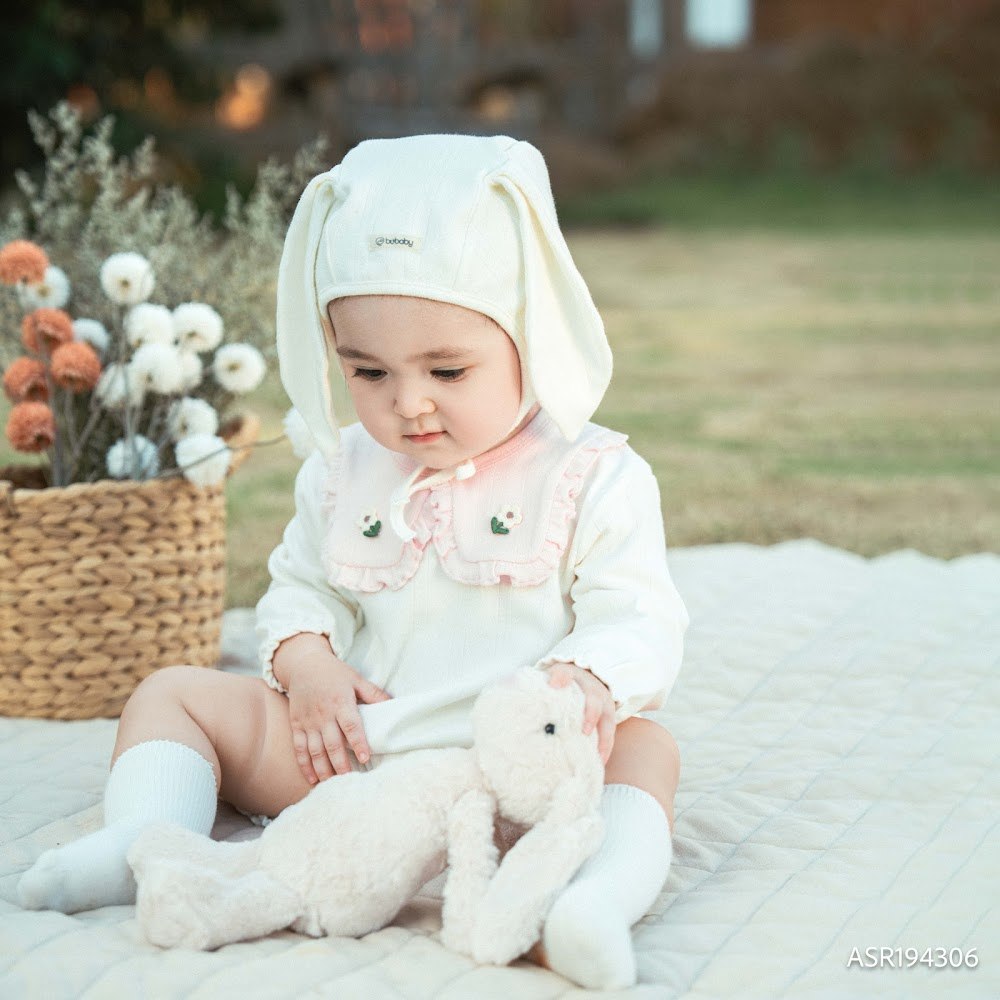 (1M-12M) Mũ Bonnet tai thỏ Siro Jacquard BU Baby ASR194306 | Phụ kiện sơ sinh chính hãng