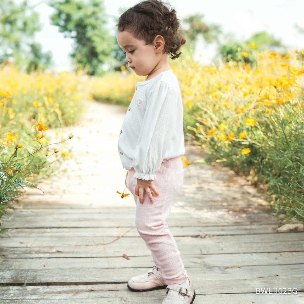 BU Baby (6M-4Y) Bộ dài tay cài giữa bèo gấu Bé gái BWL1102BG | Quần áo Bubaby chính hãng