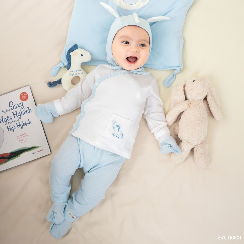 BU Baby (0M-3M) Bộ dài tay cài chéo Viscose Cotton SVC110801 | Quần áo chính hãng