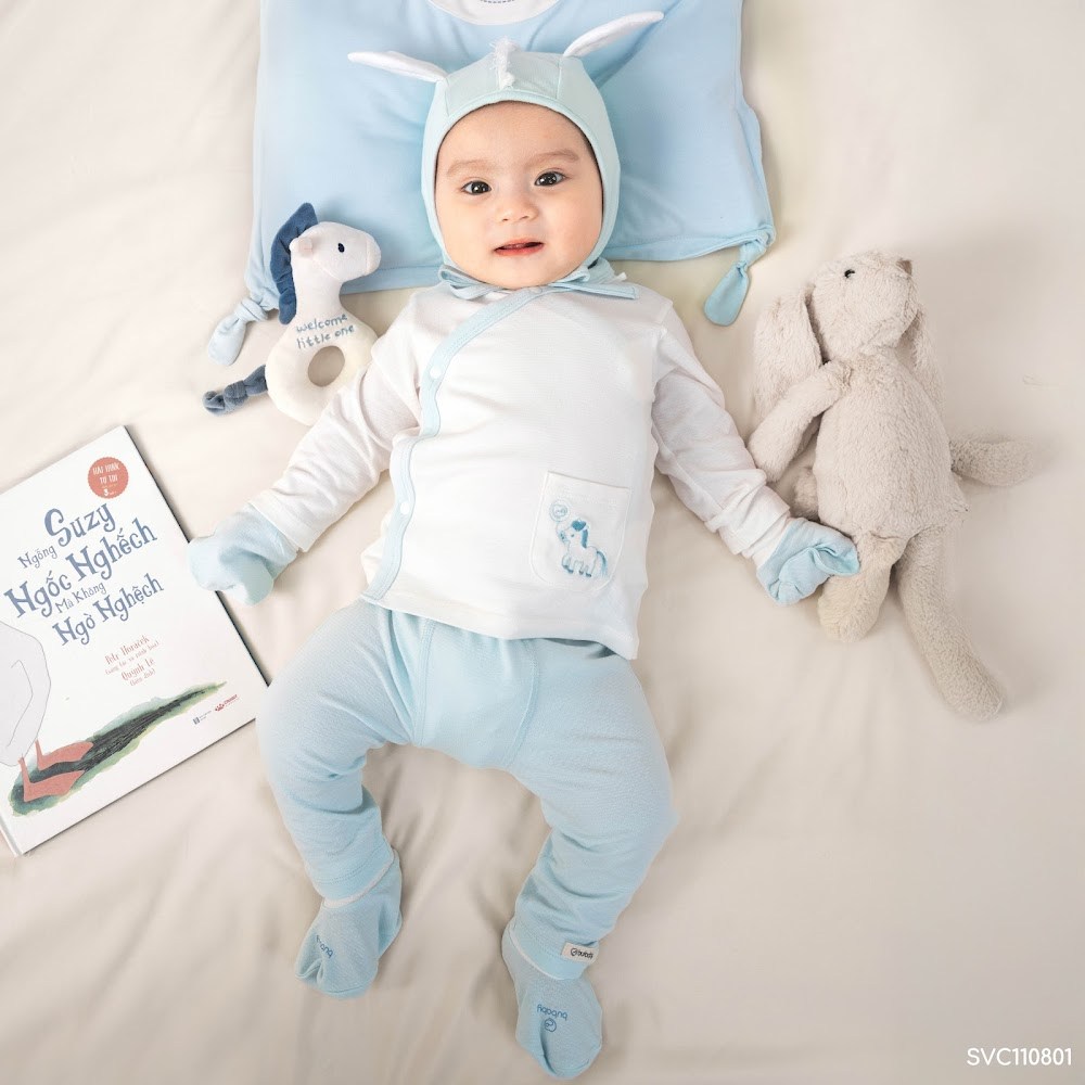 BU Baby (0M-3M) Bộ dài tay cài chéo Viscose Cotton SVC110801 | Quần áo chính hãng