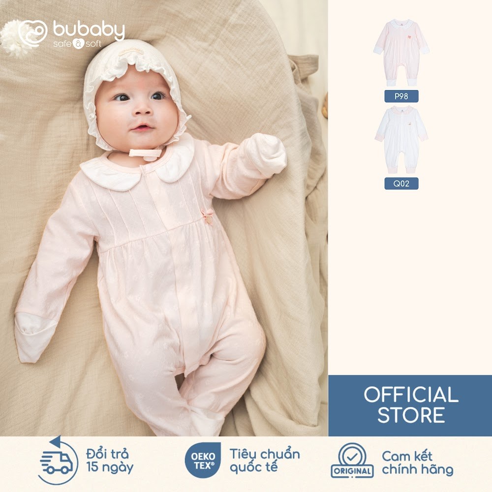 BU Baby (0M-6M) Body dài tay cài giữa cổ Peter Pan Viscose Cotton KVC210201 |Body sơ sinh chính hãng