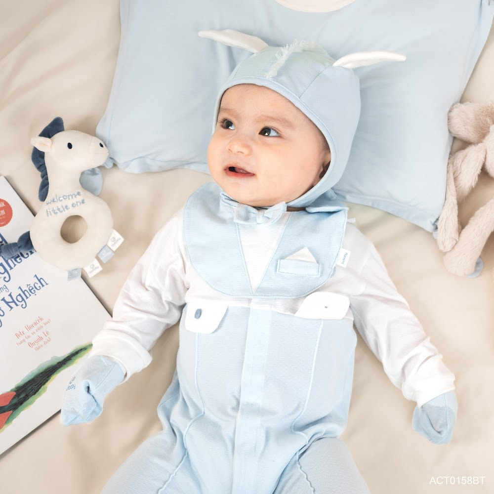 BU Baby Set phụ kiện Yếm Giả vest, Mũ Bonnet Little Pony, Bao tay bao chân bé trai BU Baby AVC01 | Phụ kiện chính hãng