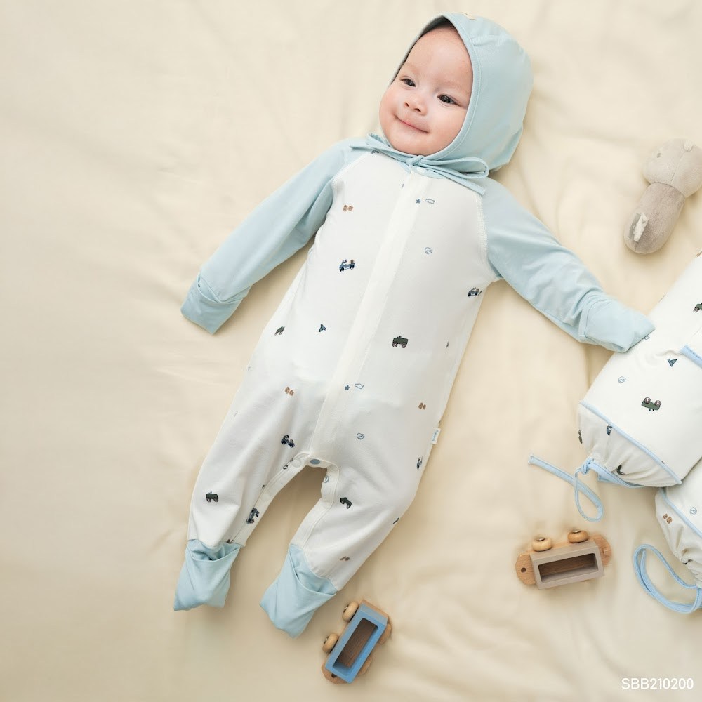 BU Baby (0M-9M) Body dài tay cài giữa Little Car Bamboo SBB210200 | Body sơ sinh chính hãng