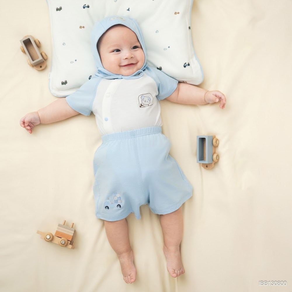 BU Baby (0M-9M) Bộ ngắn tay cài chéo Little Car Bamboo IBB130800 | Quần áo chính hãng