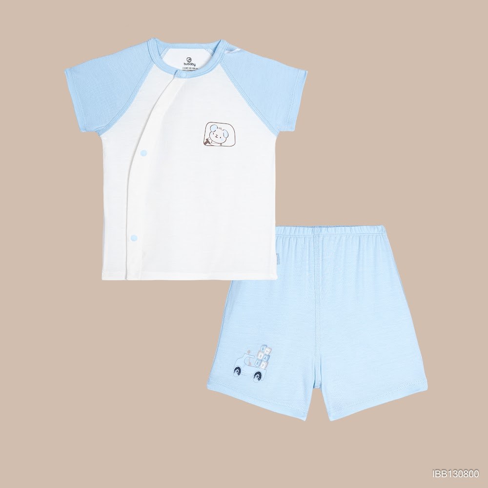 BU Baby (0M-9M) Bộ ngắn tay cài chéo Little Car Bamboo IBB130800 | Quần áo chính hãng