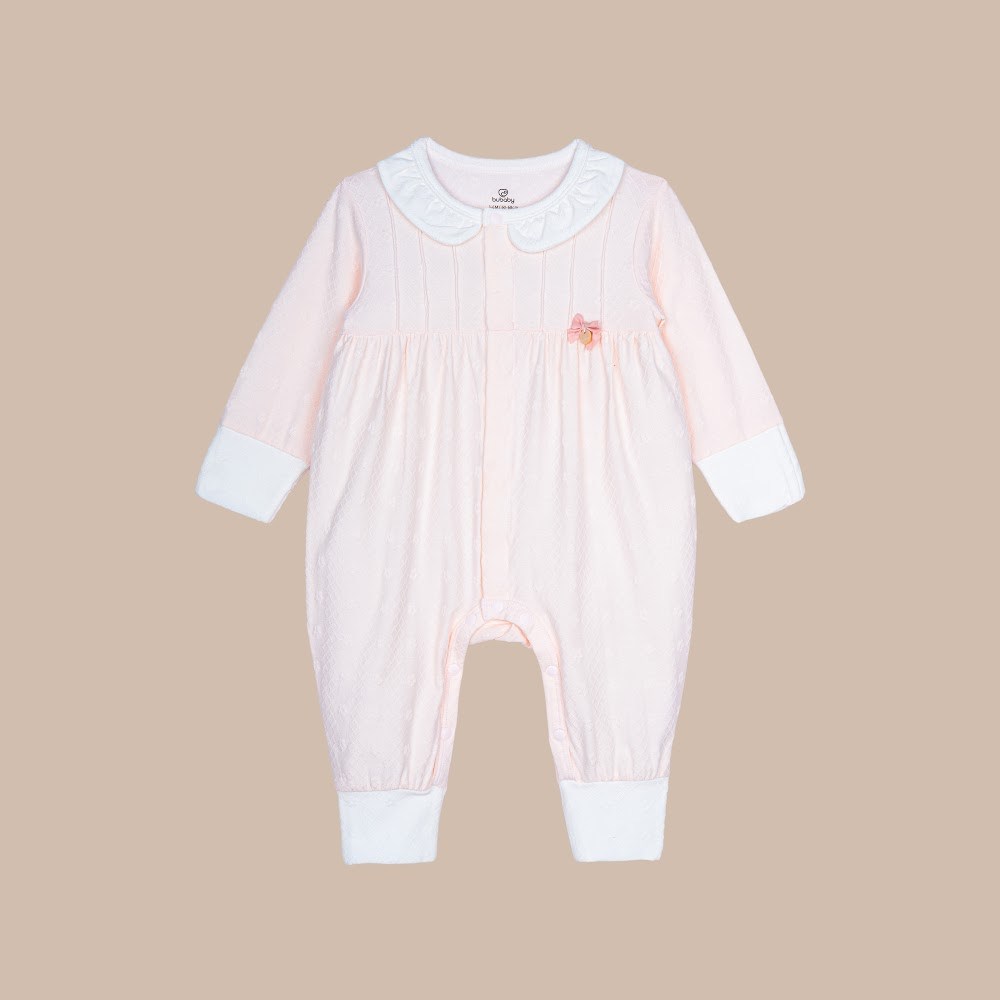 BU Baby (0M-6M) Body dài tay cài giữa cổ Peter Pan Viscose Cotton KVC210201 |Body sơ sinh chính hãng