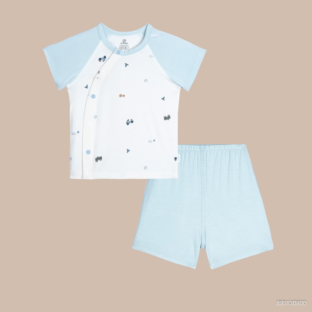 BU Baby (0M-9M) Bộ ngắn tay cài chéo Little Car Bamboo IBB130800 | Quần áo chính hãng