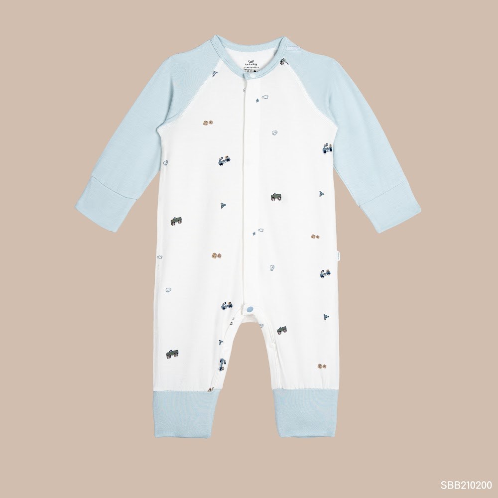 BU Baby (0M-9M) Body dài tay cài giữa Little Car Bamboo SBB210200 | Body sơ sinh chính hãng