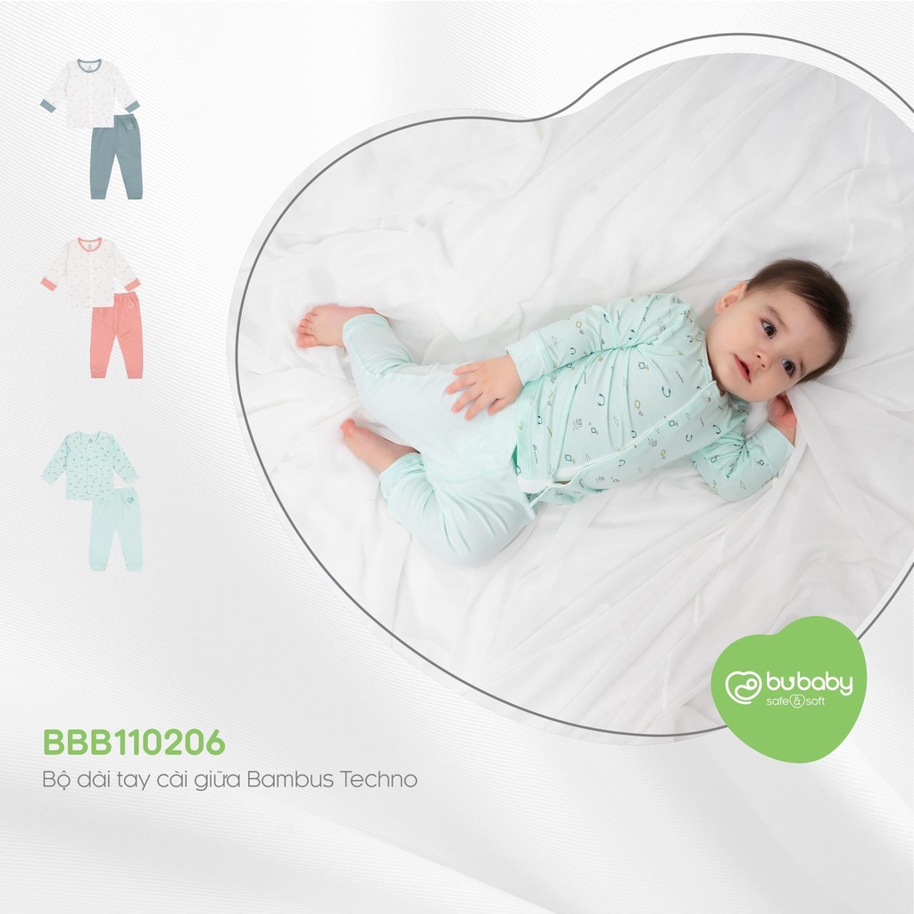 (0M-6M) Bộ dài tay cài giữa Bu Baby - Bambus BBB110206 - Quần áo BU Baby Chính hãng