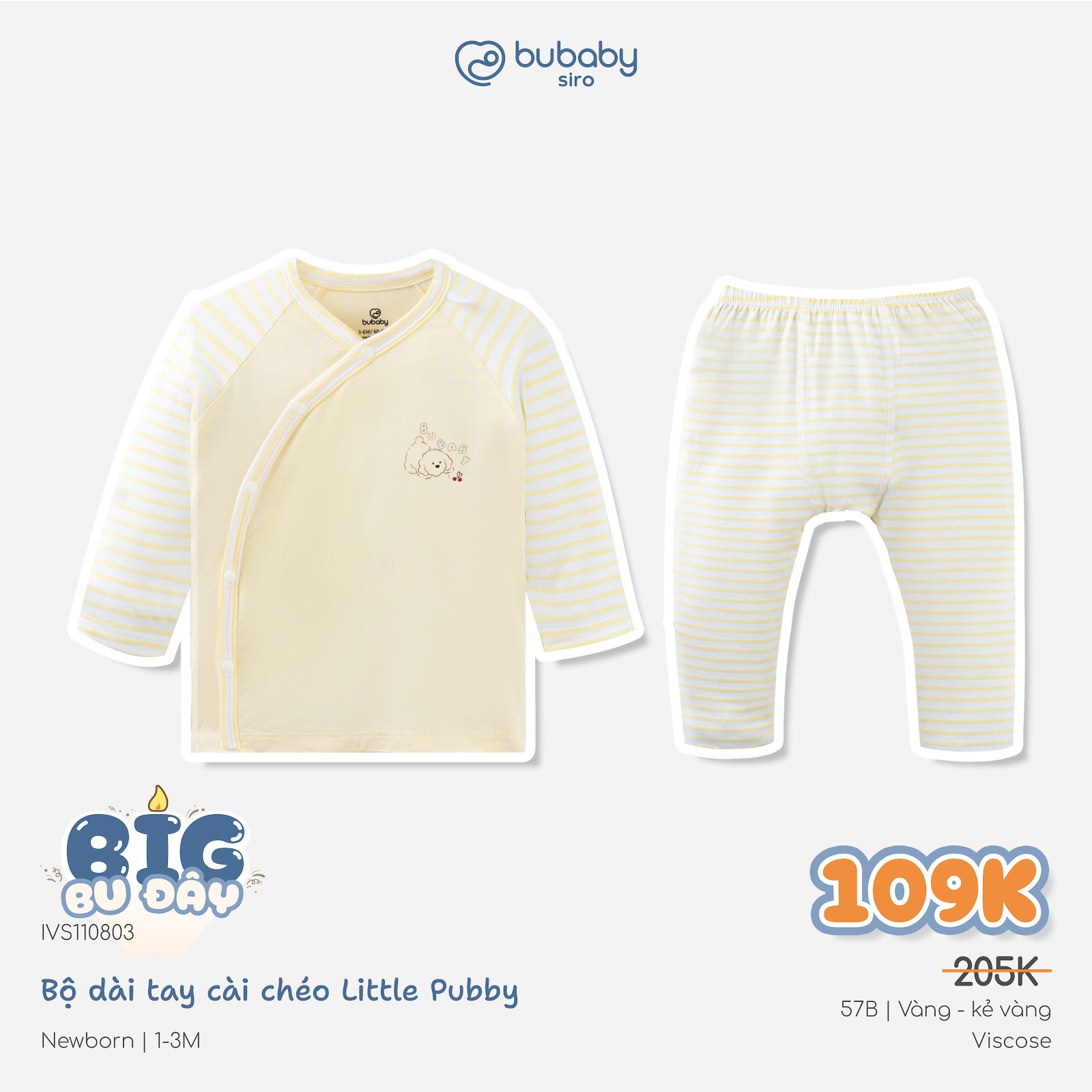 BU Baby (0M-9M) Bộ dài tay, ngắn tay cài chéo bé gái Little Car Bamboo SBB1108BG | Quần áo sơ sinh chính hãng
