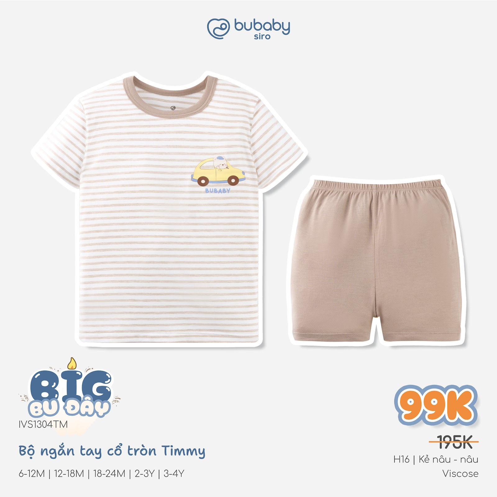 (6M-5Y-Nhiều mẫu) Bộ quần áo ngắn tay cổ tròn - Bé Gái - Bubaby