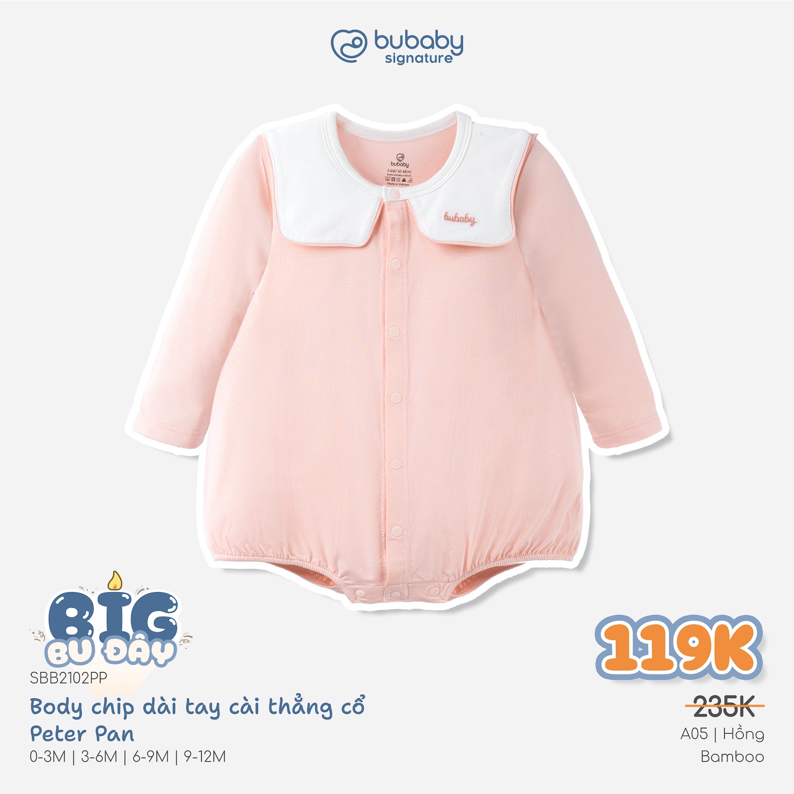 (NB-12M-Nhiều mẫu) Body chip dài tay - Bubaby