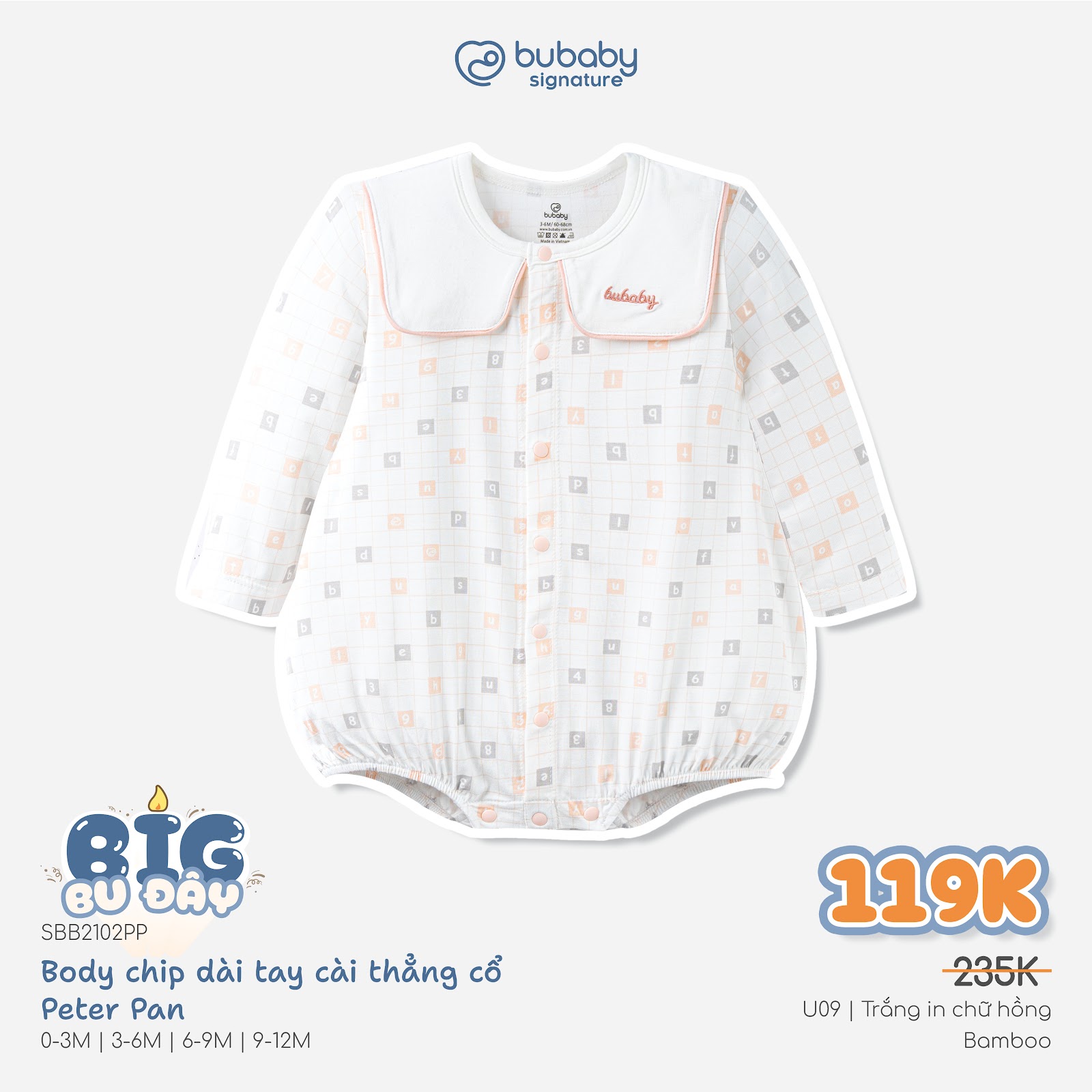 (NB-12M-Nhiều mẫu) Body chip dài tay - Bubaby