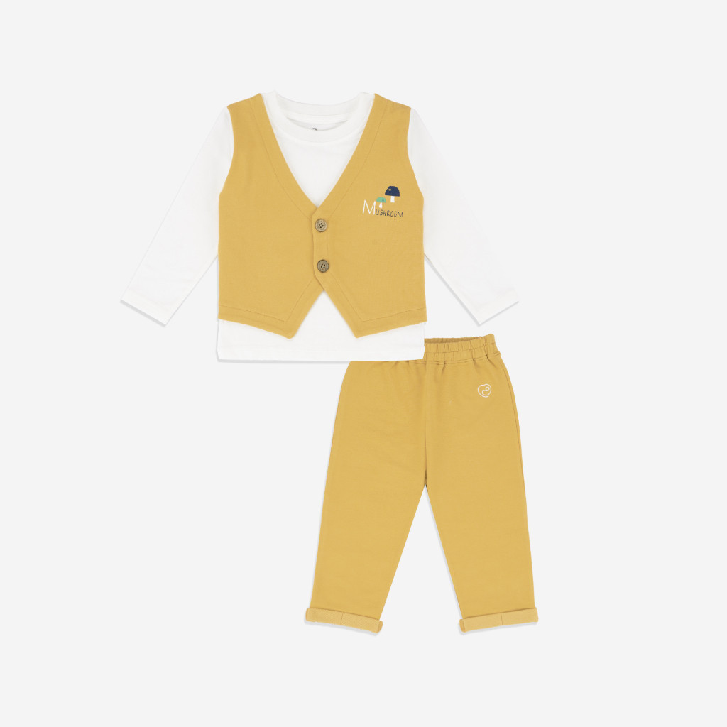 BU Baby Bộ quần áo giả gile cổ tròn - Terry BBC190400 | Bu Baby Chính Hãng