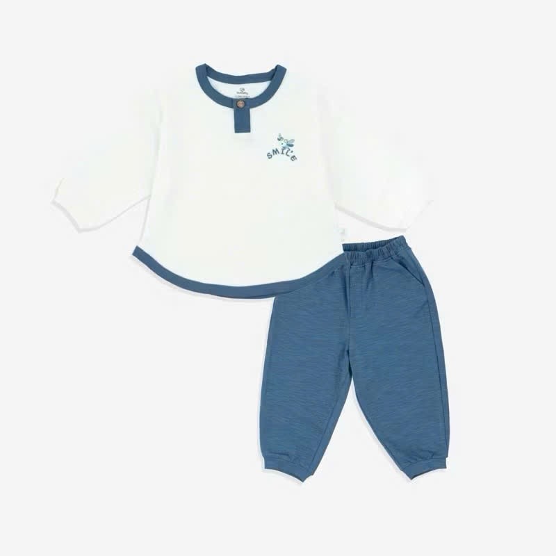 BU Baby (6M-3Y) Bộ dài tay cổ trụ Thu êm BU Siro Jacquard BU Baby SCT110301| Quần áo chính hãng