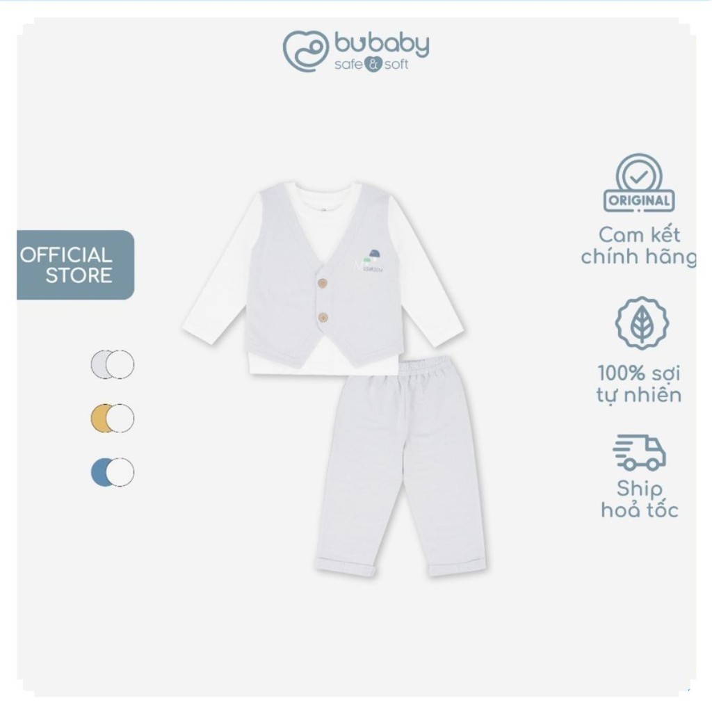 BU Baby Bộ quần áo giả gile cổ tròn - Terry BBC190400 | Bu Baby Chính Hãng