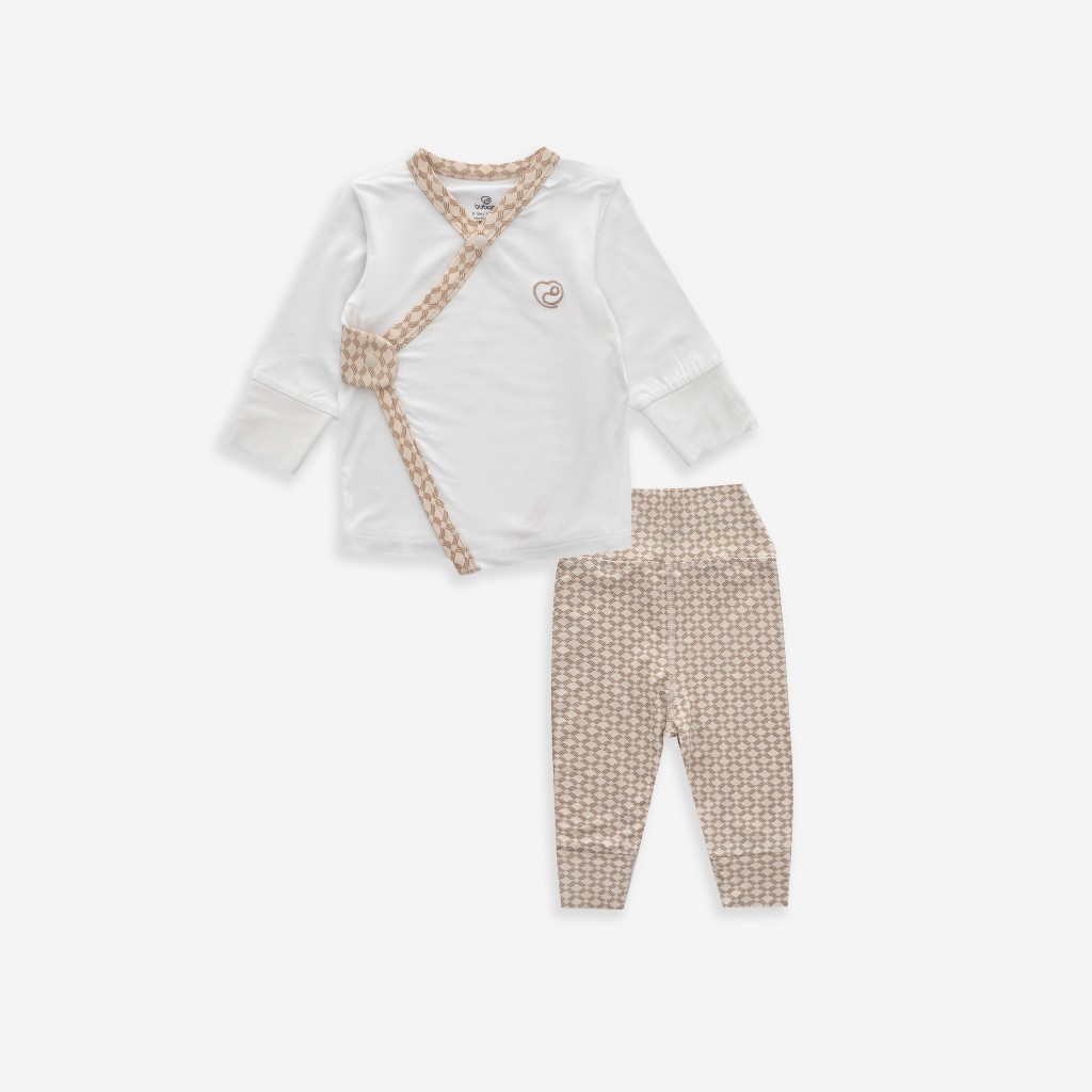 BU Baby Bộ dài tay cài chéo Bambus Iconic từ NB đến 3 tháng vải sợi tre mểm mại - Bambus BBB1301NS | Quần áo chính hãng