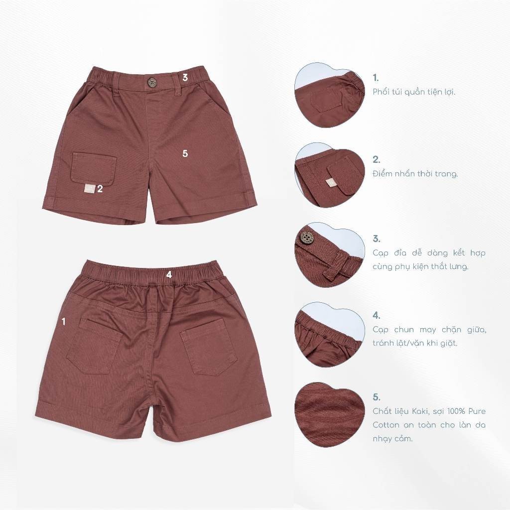 BU Baby Quần đùi bé trai túi ốp cho các bé từ 1 đến 5 tuổi mềm mại - Pure Cotton BCT4332A1 | Quần áo Bu Baby chính hãng