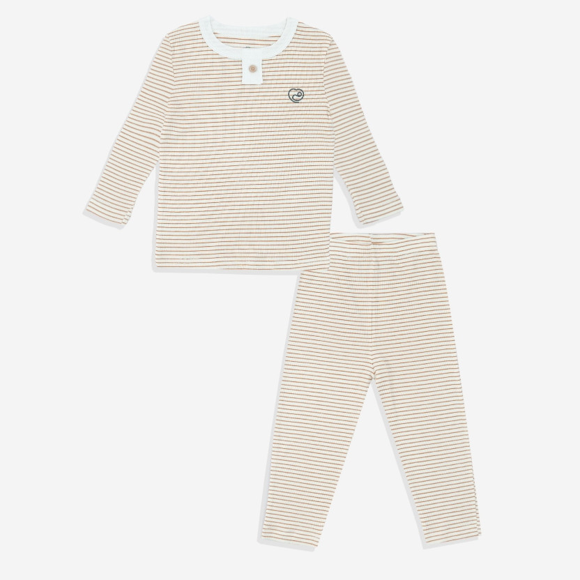 BU Baby (6M-3Y) Bộ dài tay cổ trụ Thu êm BU Siro Jacquard BU Baby SCT110301| Quần áo chính hãng