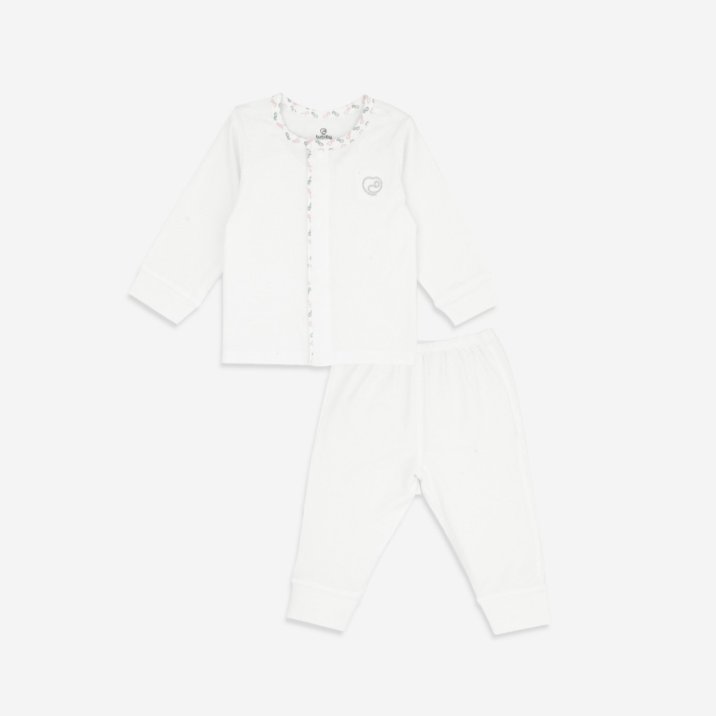 BU Baby Bộ dài tay cài giữa Iconic sợi tre co giãn thoải mái thuận tiện cho bé BBB1102NS | Bu Baby Chính Hãng