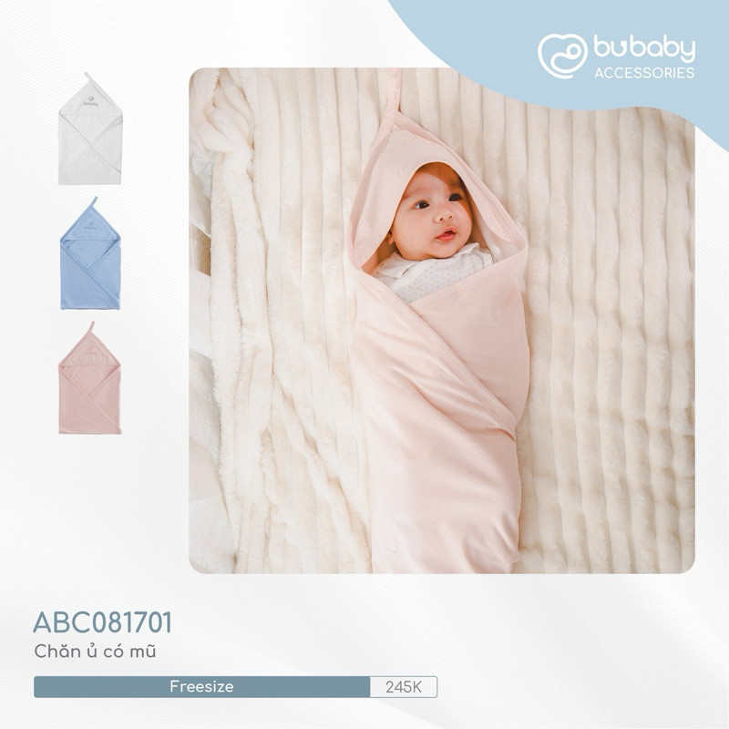 BU Baby Chăn Ủ cho bé chất liệu Sợi Tre Đan Mạch ABC081701 - mềm mịn, thiết kế có mũ ấm áp | Phụ kiện BUbaby chính hãng
