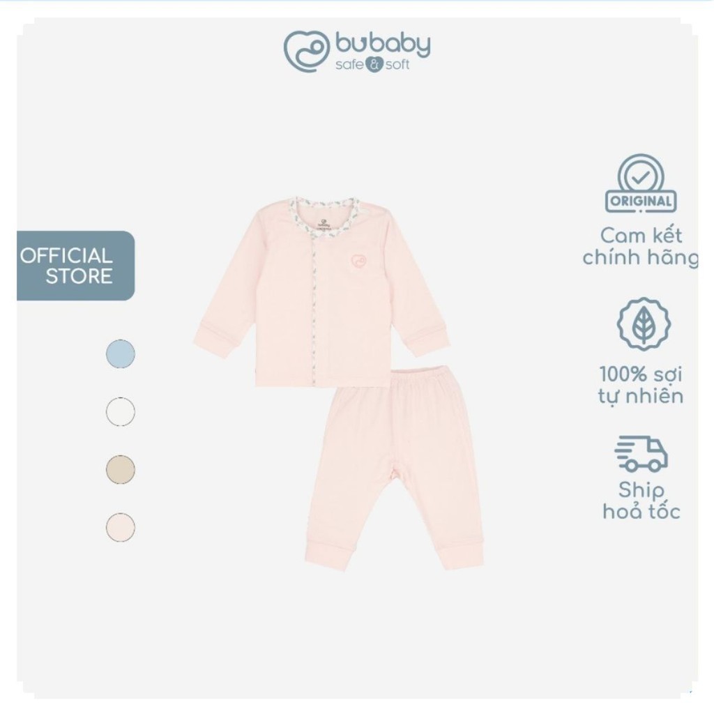 BU Baby Bộ dài tay cài giữa Iconic sợi tre co giãn thoải mái thuận tiện cho bé BBB1102NS | Bu Baby Chính Hãng