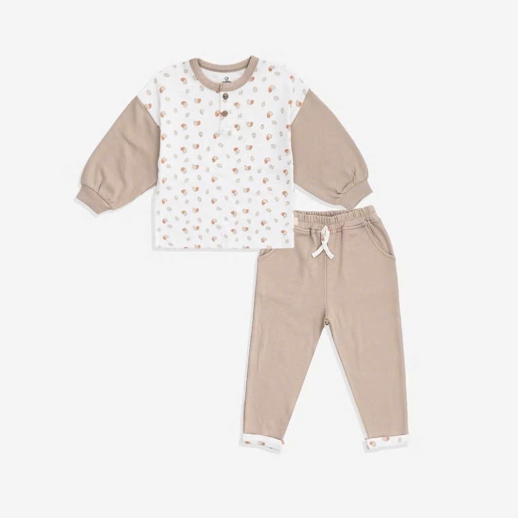 BU Baby (6M-3Y) Bộ dài tay cổ trụ Thu êm BU Siro Jacquard BU Baby SCT110301| Quần áo chính hãng