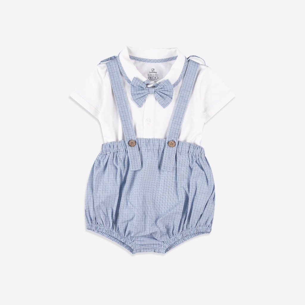 BU Baby Set quần yếm kèm áo ngắn tay bé trai kè nơ cổ cho bé từ 6 tháng đến 2 tuổi - BCT6332NC | Quần áo Bu Baby