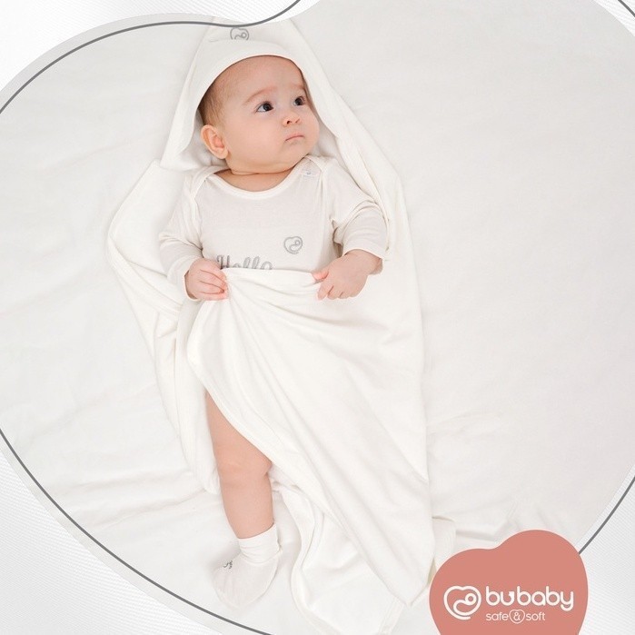 BU Baby Chăn Ủ cho bé chất liệu Sợi Tre Đan Mạch ABC081701 - mềm mịn, thiết kế có mũ ấm áp | Phụ kiện BUbaby chính hãng