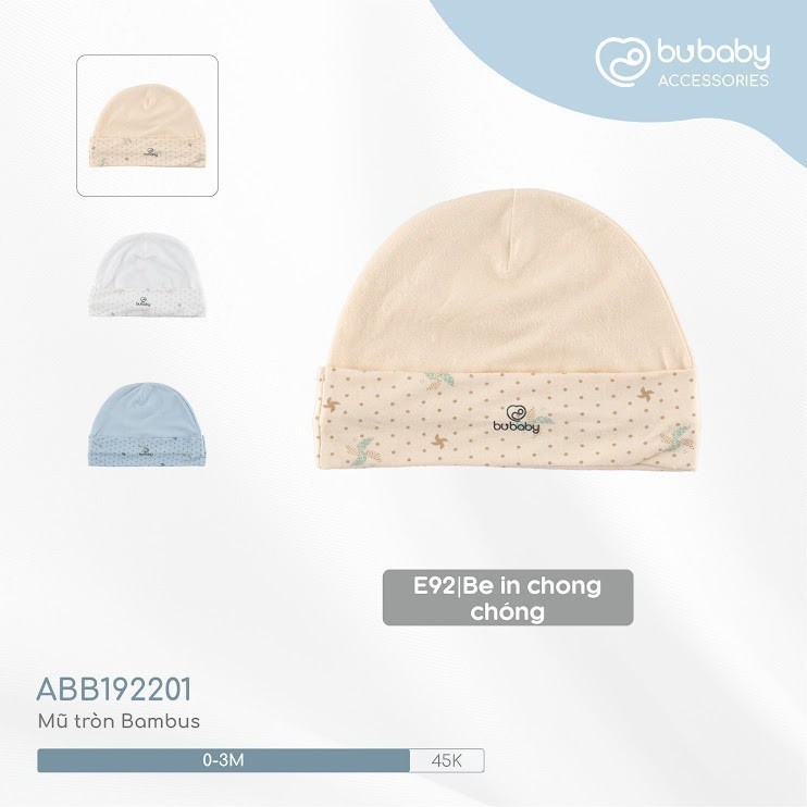 Mũ sơ sinh cho bé - Mũ tròn ASR19S300 ABB192200 ASR192200 ABB1922NS - Bu baby sơ sinh - Mũ sơ sinh BuBaby