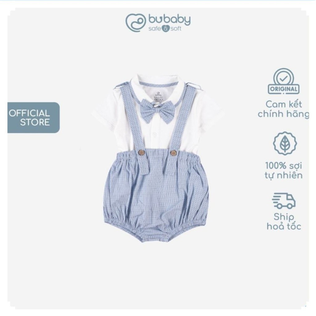 BU Baby Set quần yếm kèm áo ngắn tay bé trai kè nơ cổ cho bé từ 6 tháng đến 2 tuổi - BCT6332NC | Quần áo Bu Baby