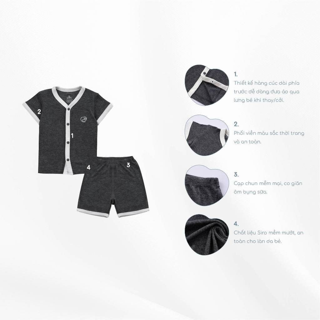 BU Baby Bộ ngắn tay cài giữa cho bé sơ sinh từ 1 đến 12 tháng chất vải thoải mái, co giãn  - Siro BSR130201 | Quần áo Bu